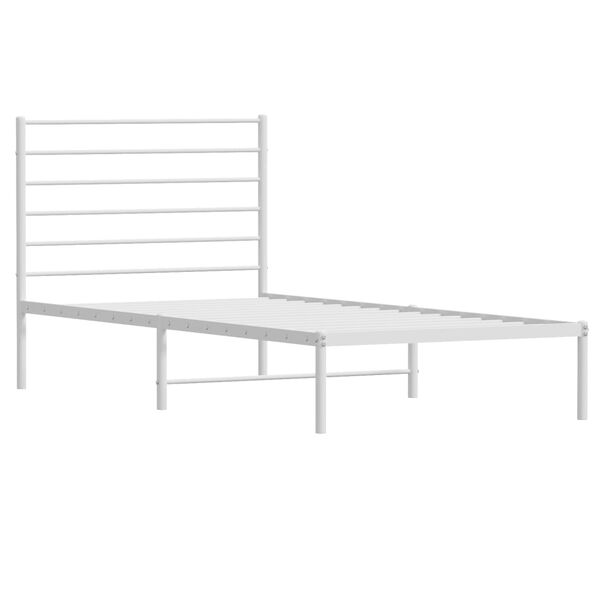 vidaXL Metal Bed Frame without Mattress with Headboard White 90x200cm
