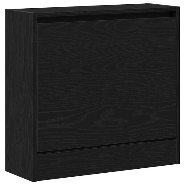 vidaXL Shoe Cabinet Black Oak 60 x 21 x 57 cm Engineered Wood