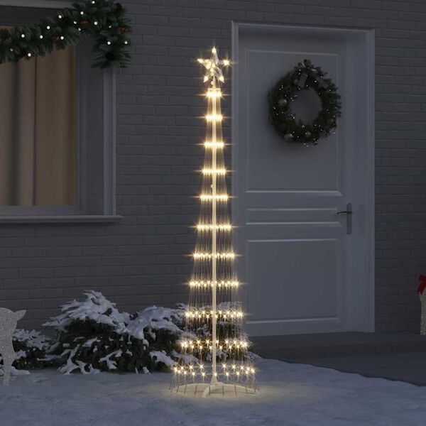 vidaXL LED Christmas Tree with Stand Warm White 51 x 51 x 190 cm Metal
