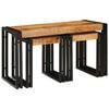 vidaXL Nesting Table 3 pcs Brown and Black Solid Mango Wood and Metal