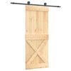 vidaXL Sliding Door Natural and Black 85 x 210 cm Solid Pine Wood