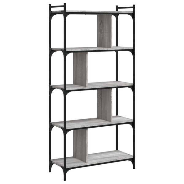 vidaXL Bookcase 5-Tier Grey Sonoma 76x32x158 cm Engineered Wood