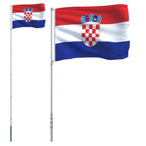 vidaXL Croatia Flag and Pole 5.55 m Aluminium