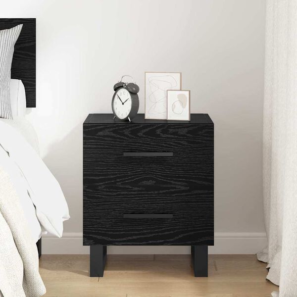 vidaXL Bedside Cabinet Black Oak 40 x 35 x 47.5 cm Engineered Wood