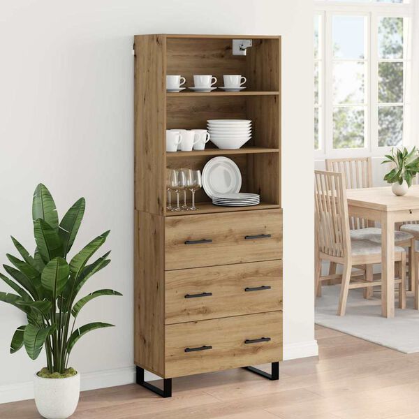 vidaXL Highboard Artisan Oak 69.5 x 34 x 180 cm Engineered Wood