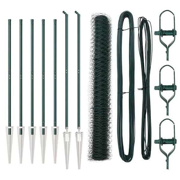 vidaXL Fence Post Green 10 x 1.4 m (50 mm mesh) Steel and PVC