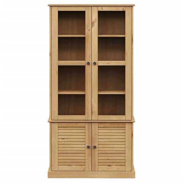 vidaXL Glass Display Cabinet VIGO 85x35x170 cm Solid Wood Pine