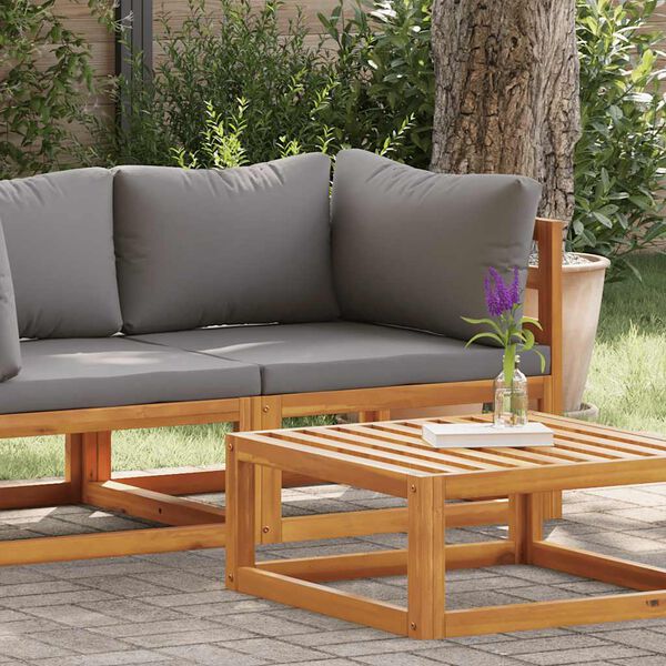 vidaXL Sectional Corner Sofa & Dark Grey Cushion Solid Acacia Wood