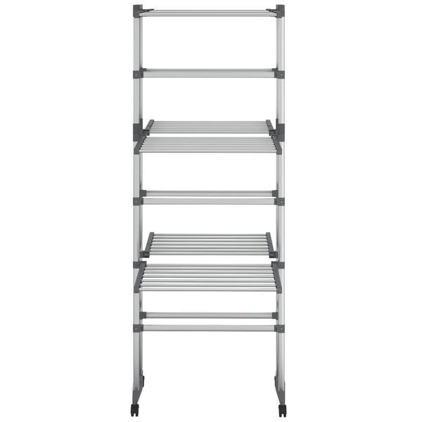 vidaXL 3-Tier Laundry Drying Rack with Wheels Silver 60x70x129 cm