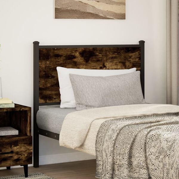 vidaXL Replace Headboard Smoked Oak 90 cm Engineered Wood and Steel
