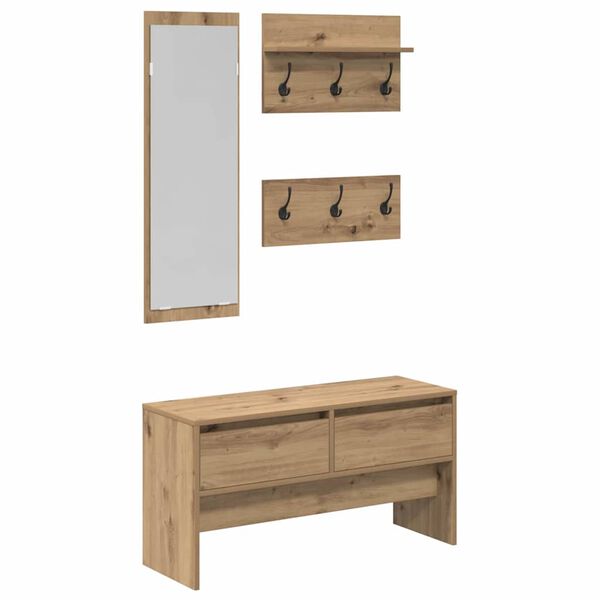 vidaXL Hallway Furniture Set 4 pcs Black oak Engineered wood