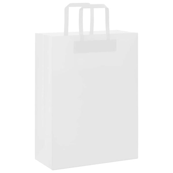 vidaXL Paper Bags 50 pcs with Handles White 26x12x35 cm