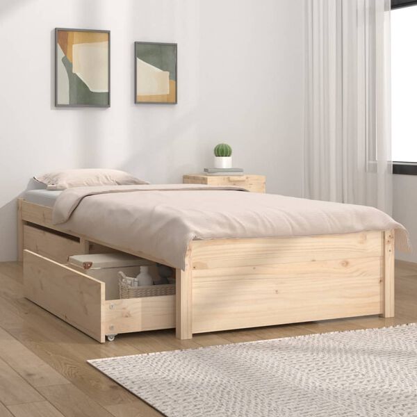 vidaXL Bed Frame without Mattress with Drawers 90x200 cm (814934+814984)