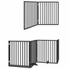 vidaXL Dog Gate with Door Foldable 8 Panels Black 640 cm Poplar Wood