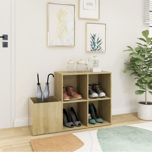 vidaXL Hall Shoe Cabinet Sonoma Oak 105x35.5x70 cm Engineered Wood