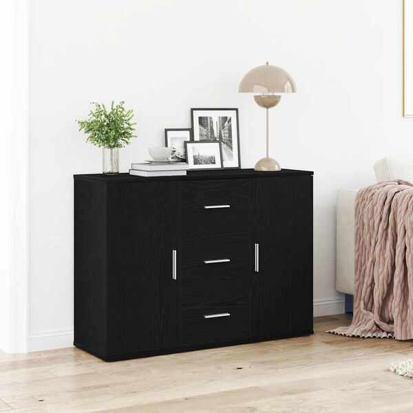 vidaXL Sideboard Black Oak 91x29.5x65 cm Engineered Wood