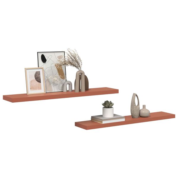 vidaXL Wall Shelf 2 pcs Red 120 x 23.5 x 4 cm Engineered Wood