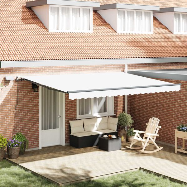 vidaXL Retractable Awning Manual White 450 x 300 cm Fabric