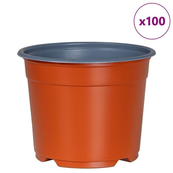 vidaXL Flower Pot 100 pcs Terracotta &Oslash; 10 x 8 cm Plastic