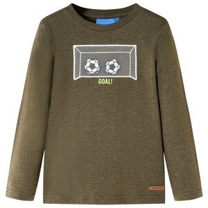 vidaXL Kids' T-shirt with Long Sleeves Khaki Melange 104