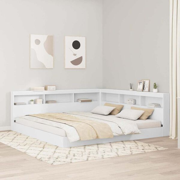 vidaXL Storage Headboard with Shelf White 200 cm Engineered Wood