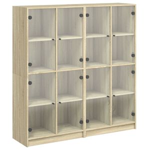 vidaXL Bookcase with Doors Sonoma Oak 136x37x142 cm Engineered Wood