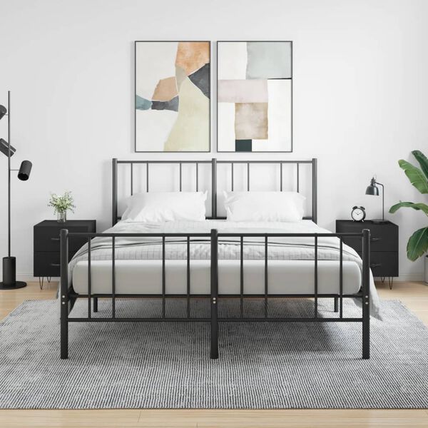 vidaXL Bedside Cabinets 2 pcs Black 40x35x47.5 cm Engineered Wood