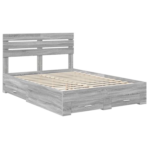 vidaXL Bed Frame with Drawer with Headboard Manual Engineered Wood