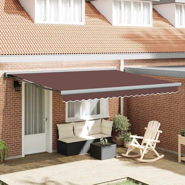 vidaXL Automatic Retractable Awning Brown 400x300 cm