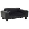 vidaXL Dog Sofa Black 81x43x31 cm Plush and Faux Leather