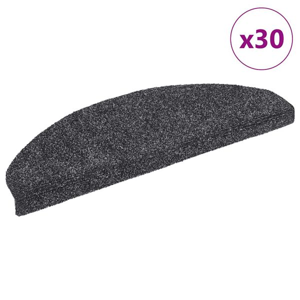 vidaXL Stair Mats Self-adhesive 30 pcs 65x21x4 cm Dark Grey Half Round Large