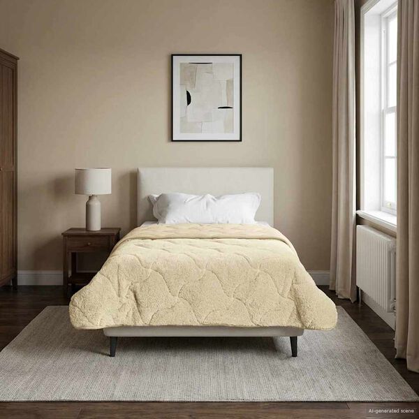 vidaXL Summer Duvet Cream 155 x 200 cm Microfiber and Teddy fleece