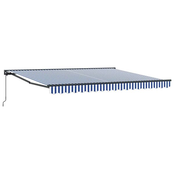 vidaXL Retractable Awning Manual Blue and White 400 x 300 cm