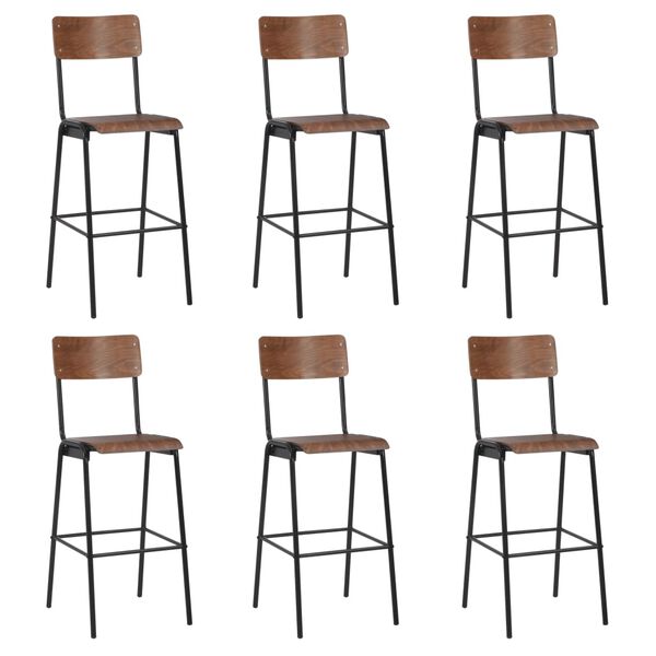 vidaXL Bar Chairs 6 pcs Solid Plywood Steel