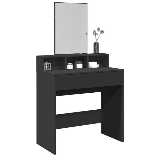 vidaXL Dressing Table with Mirror Black 80x41x144.5 cm