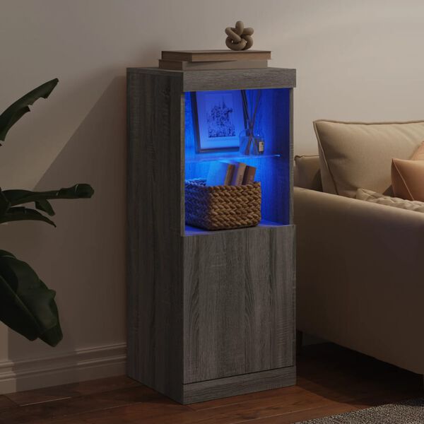 vidaXL Sideboard with LED Lights Grey Sonoma 41x37x100 cm