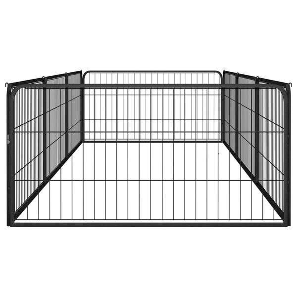 vidaXL 8-Panel Dog Playpen Black 100x50 cm Powder-coated Steel