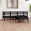 vidaXL 4 Piece Garden Lounge Set Black Solid Pinewood