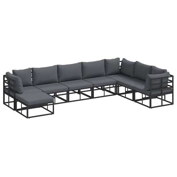 vidaXL Garden Sofa Set with Cushion Black Aluminium