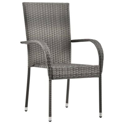 vidaXL Stackable Outdoor Chairs 2 pcs Grey Poly Rattan
