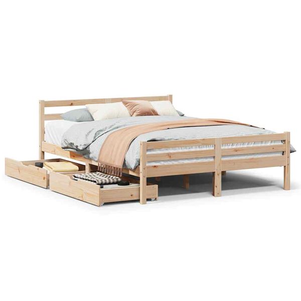 vidaXL Bed Frame without Mattress 140x200 cm Solid Wood Pine