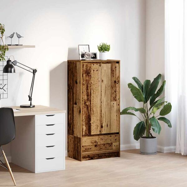 vidaXL Cabinet with Drawer Old Wood 55.5x34x119.5 cm Engineered Wood