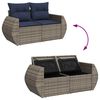 vidaXL 5 Piece Garden Sofa Set with Cushions Grey Poly Rattan Acacia