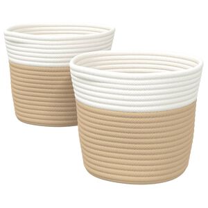 vidaXL Storage Baskets 2 pcs Beige and White &Oslash;24x18 cm Cotton