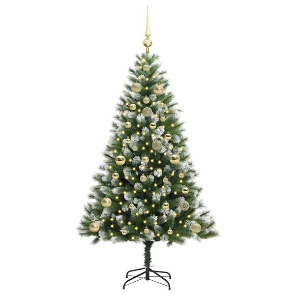 vidaXL Artificial Hinged Christmas Tree with Flocked Snow 150 cm