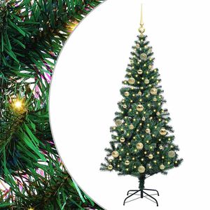 vidaXL Artificial Pre-lit Christmas Tree Green 150 cm PVC and Metal