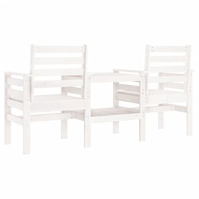 vidaXL Garden Bench with Table 2-Seater White Solid Wood Pine