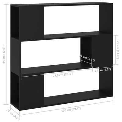 vidaXL Book Cabinet Room Divider Black 100x24x94 cm