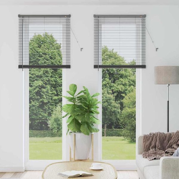 vidaXL Window Blind with Curtains Manual Dark grey Aluminium
