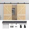 vidaXL Sliding Door 2 pcs Natural and Black Solid Pine Wood
